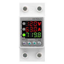 SVP719 3 LED Display 63A Voltage Surge Protector Relay with Limit Current Protection,Single Phase Low Voltage Monitor
