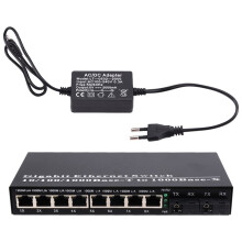 Gigabit Ethernet  Fiber Optical Media Converter 8 RJ45 UTP and 2 SC Fiber Port 10/100/1000M,3KM EU Plug