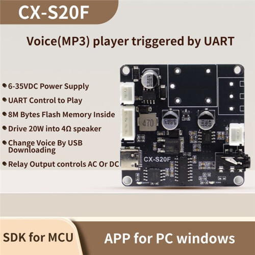 S20F Welding Terminal Version 20W MP3 Voice Module USB to TTL Serial Port Control MCU Control Trigger Custom Audio 1