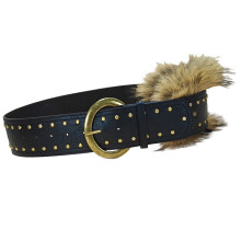 Stylish Punk Rock Rivets Waistband Adjustable PU-black furry