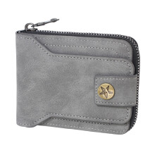 Professional Mens Slim Wallet Retro Leather Look Card-Gray
