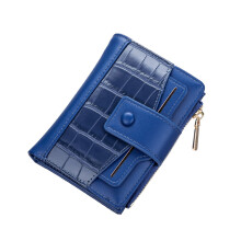 Women Wallet Simple Bifold Wallets PU Leather Purse Slim-Blue