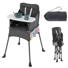 Foldable Baby High Chair with Adjustable Tray & Carry Bag