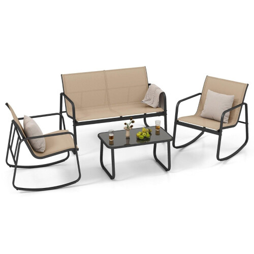 4-teiliges Gartenmöbel-Set mit sanfter Wippbewegung