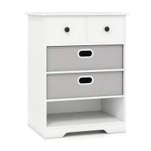 4-Drawer Dresser with Open Shelves, White, 58x42x75 cm