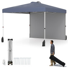 3 x 3 m Pop-Up-Pavillon mit Seitenwand, tragbar, grau