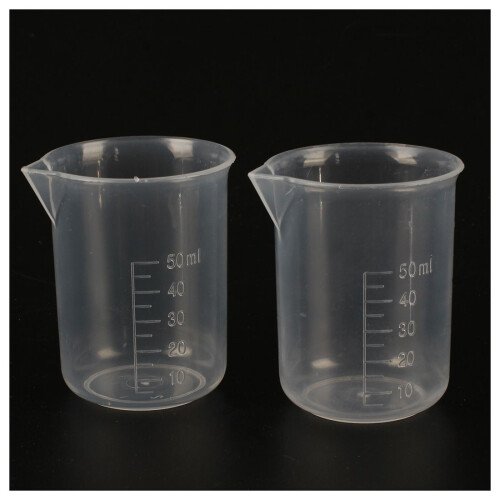 2 pcs 50 ml laboratory plastic water liquid measuring cup Transparent 1