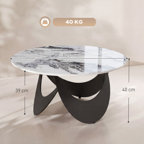 Homcom HOMCOM Coffee Table Sintered Stone Top White and Black 2