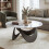 Homcom HOMCOM Coffee Table Sintered Stone Top White and Black 9