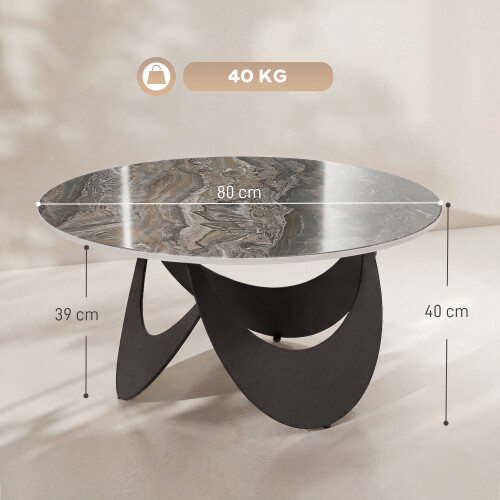 Homcom (Brown) HOMCOM Coffee Table Sintered Stone Top 2