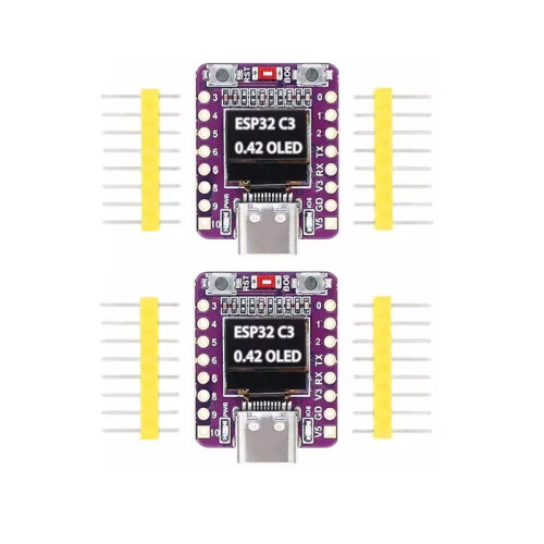 2pcs  ESP32-C3 Development Board 2.4G Wifi 4 BT Module with 0.42" OLED Display 4MB Flash Ceramic Antenna USB Type-C