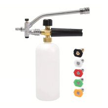 Kit de Canhão de Espuma com Adaptador Duplo de Conexão Rápida de 1/4" e 5 Bicos para Limpeza Externa