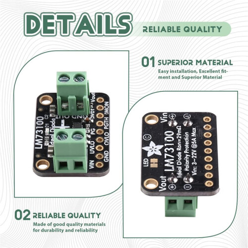 1 Diode Idéale 6359 pour Adafruit LM73100 23 V 5 A Max. 2