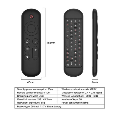 2.4G  Voice Remote Control Wireless Gyroscope Air Mouse  Keyboard for Android  TVBox Projector PC 2