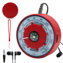 Rádio Portátil AM/FM de Bolso para Uso Externo com Design de Volante. Receptor de Rádio de Alta Sensibilidade Alimentado Por 2 Pilhas AAA.