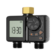 2 Outlet Garden Water Timer Rechargeable Sprinkler Timer Brass Inlet Programmable Irrigation Water Timer for Garden