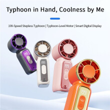 Handheld Fan Rechargeable Powerful Quiet Fan with Digital Display Portable Cooling Fan for Home Outdoor Travel White