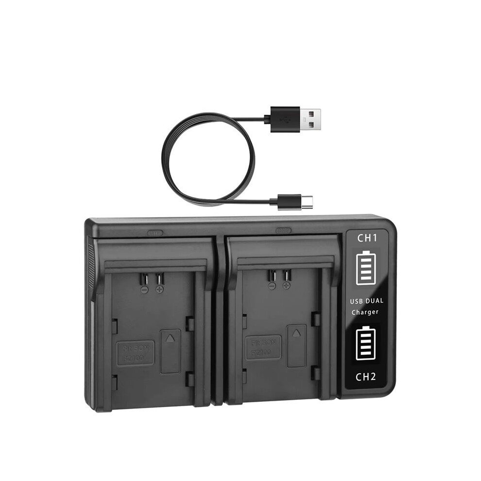 Np-Fz100 Camera Battery Charger Fast Dual Usb Charger For Zv-E1 Fx3 Fx30 A1 A9 Ii A7r V A7s Iii A7 Iv A6600 Camera Black 4713131709969