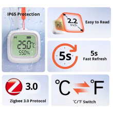 SNZB-02WD Inteligentny Czujnik Temperatury i Wilgotności Zigbee IP65 Wodoodporny Monitorowanie w Czasie Rzeczywistym Wymaga Koncentratora Zigbee