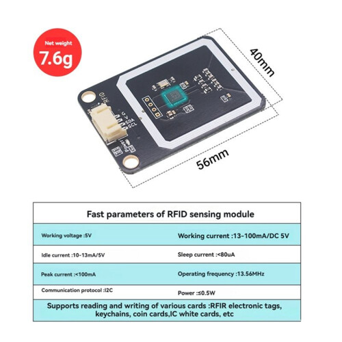 NFC RFID Reader RC522 Module 13.56MHz 125Khz Write and Read with Tags for /ESP32/STM32 1