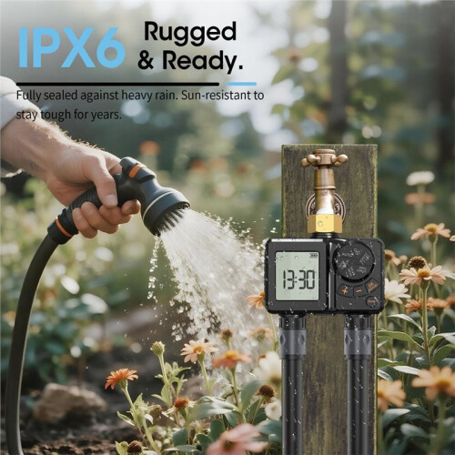2 Outlet Garden Water Timer Rechargeable Sprinkler Timer Brass Inlet Programmable Irrigation Water Timer for Garden 2