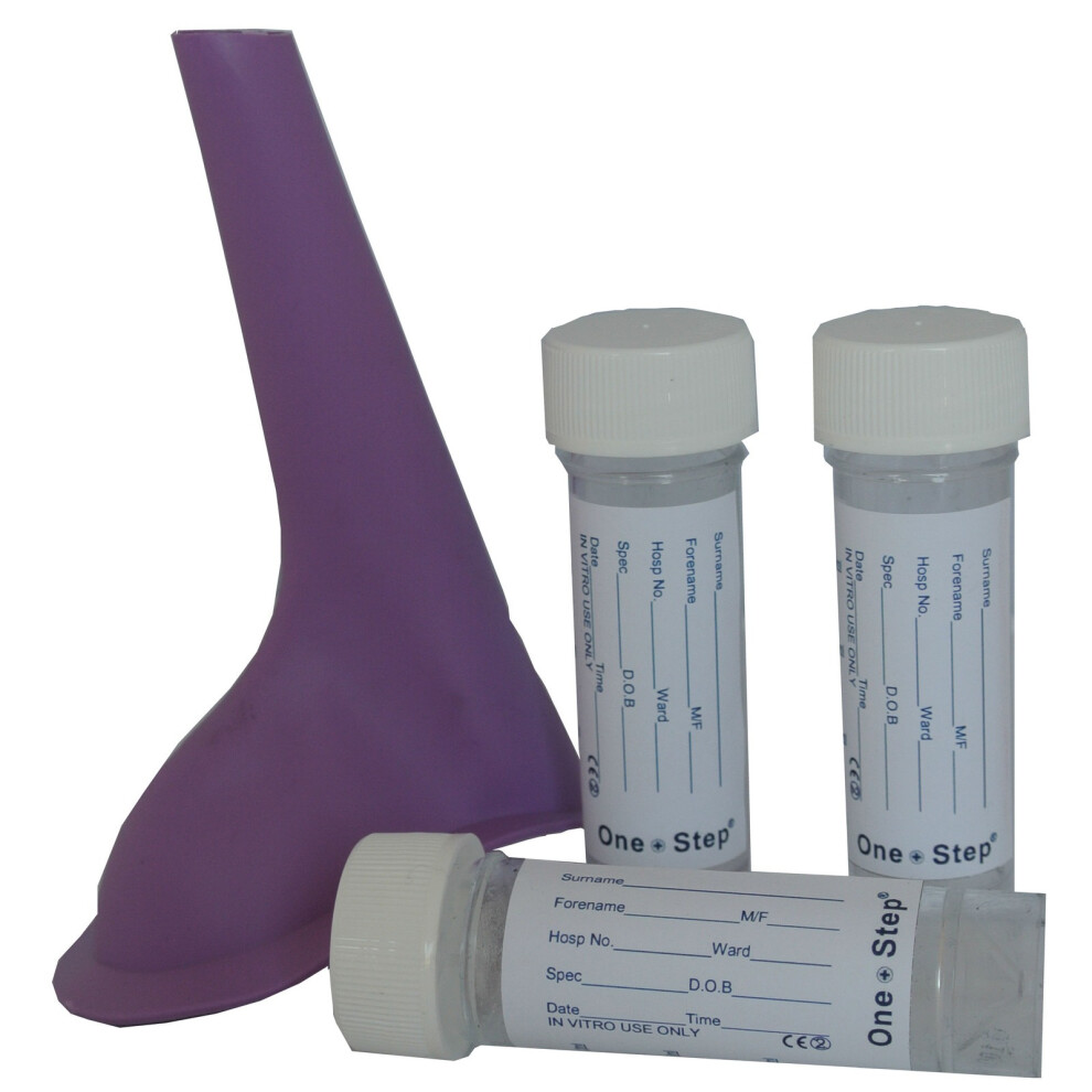 50 Specimen Sample Bottle With Lid Label 30Mls Reusable Female Urinal Urine