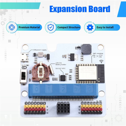 Carte D'Extension WiFi IOT:Bit pour Micro:Bit - pour Makecode/MicroPython/JavaScript avec Module WiFi/Buzzer/RTC ESP8266 1