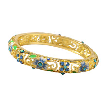 Delicate Drip Oil Enamel Clovers Bracelet Handmade Ethnic-Blue