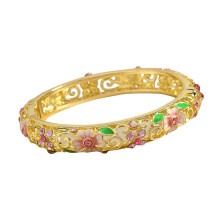 Alloy Enamel Four Leaf Clovers Bracelet with Artistics-Pink