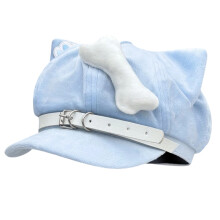 Fashion 2000s Cats Ear Beret Hat Soft Cotton Octagonal Hat-Blue