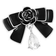Broche à nœud papillon en cristaux élégants, alliage-Argent