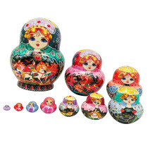 10 Layer Russian Hand Painted Nesting Dolls Wooden Educational
