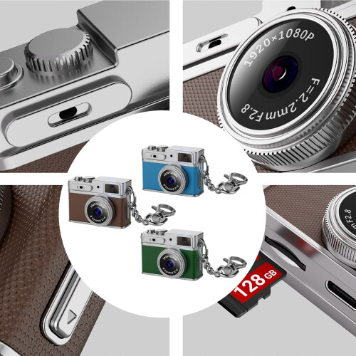 Portable Tiny Digital Camera with Metal Keychain-Green 2