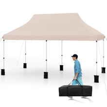 Pavilhão Pop-Up 3x6m, Altura Ajustável, Bege, Proteção UV