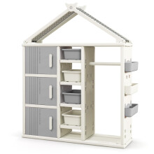 Children's House-Shaped Wardrobe with Clothes Rail