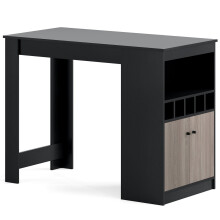 Mesa de bar de cozinha com porta-vinhos e prateleiras de armazenamento, preta