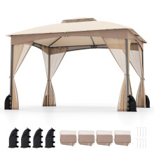 Outdoor-Pavillon 3,6 x 3 m mit Moskitonetz und Sandsäcken
