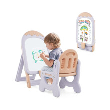 Adjustable Kids Easel with Chair and Whiteboard, Purple