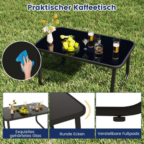 Conjunto de móveis de jardim de 4 peças com cadeiras de balanço, azul 2