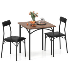 Conjunto de mesa de jantar para 2 pessoas com cadeiras acolchoadas, design compacto