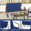 Conjunto de móveis de jardim de 4 peças com cadeiras de balanço, azul 4