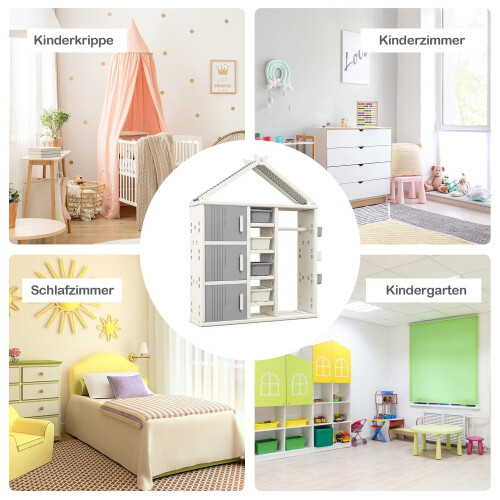 Children's House-Shaped Wardrobe with Clothes Rail 2