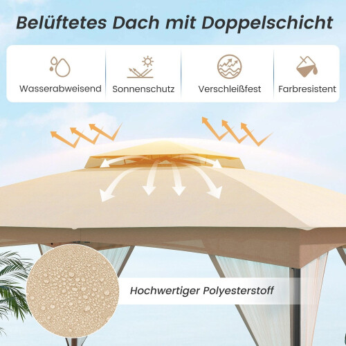 Gazebo externo 3,6 x 3 m com mosquiteiro e sacos de areia 2