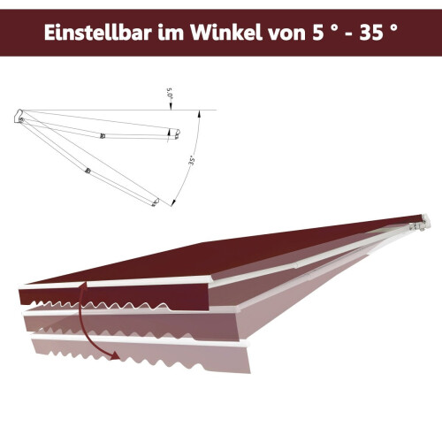 Retractable Balcony Awning, 400x250 cm, Wine Red 2