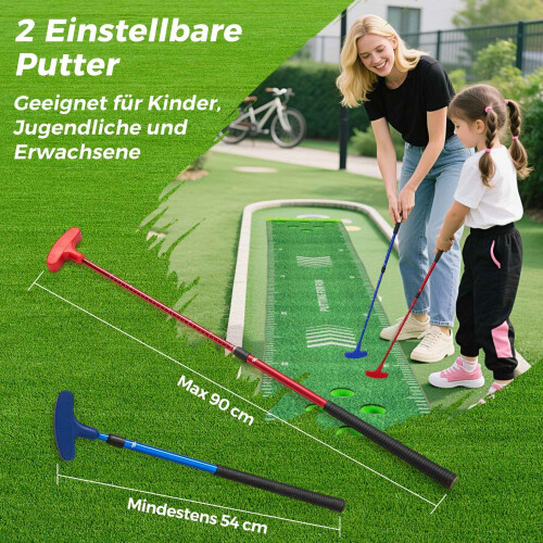 Golf Putting Mat with Adjustable Clubs & Balls Set 1
