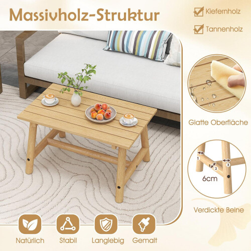 Mesa de centro para área externa - Madeira maciça, ripas, capacidade 125 kg 2