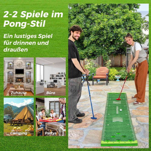 Golf Putting Mat with Adjustable Clubs & Balls Set 2