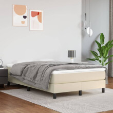 vidaXL sengestel, cremefarvet, 120x200 cm, kunstlæder