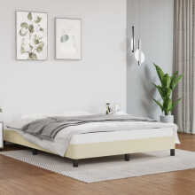 vidaXL sengestel, cremefarvet, 140x200 cm, kunstlæder