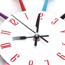 Kitchen Wall Clock, 3D Removable Modern Cutlery Kitchen Spoon Fork Wall Clock Mirror Wall Decal Wall Sticker Room Home Decoration (Colorful)